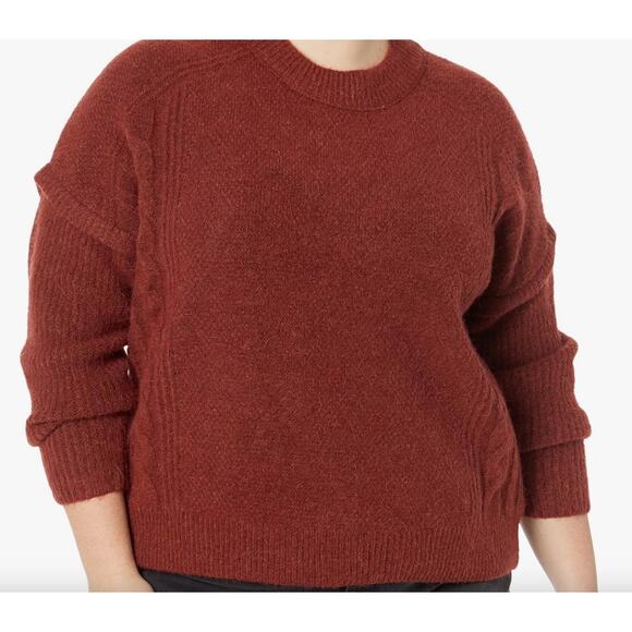Madewell Cable Alpaca Wool Crew Pullover Sweater Rust Orange Size 3X Plus NEW - Picture 1 of 9